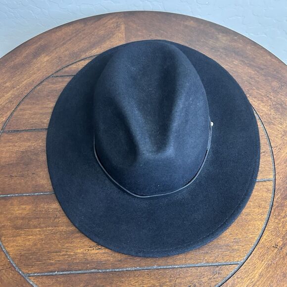 Free People Wool Fedora Hat Black W/ Leather Band One Size $78 - Picture 4 of 11